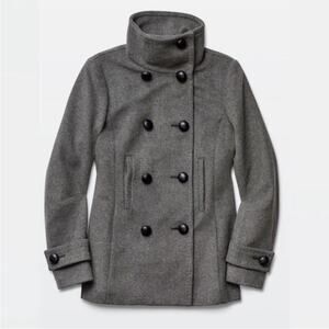 Babaton Howell Charcoal Italian Virgin Wool Cashmere Pea Coat Lined